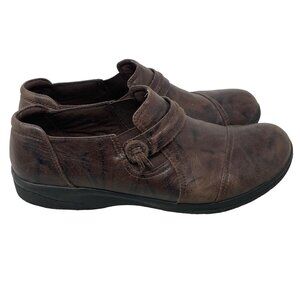 Clarks Collection Loafers Cheyn Madi Slip On Round Toe Brown Leather Size 9.5